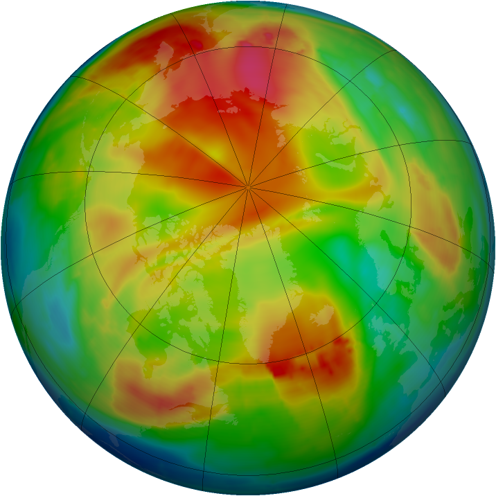 Arctic ozone map for 05 January 2015